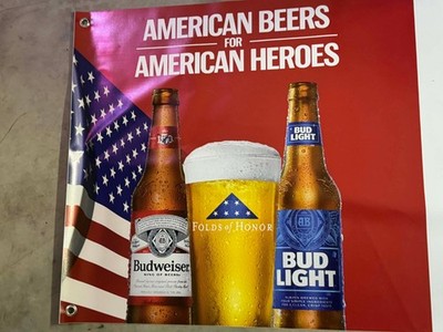 Budweiser Bud Light American Beers Banner 36x24 Patriotic Bar