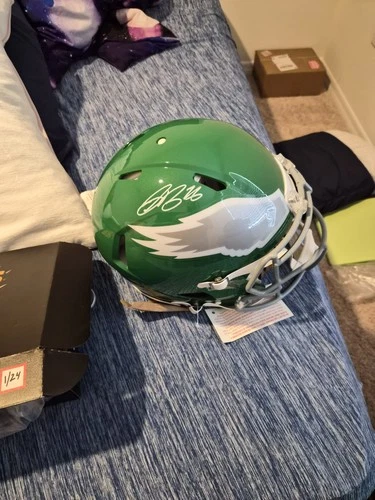 SAQUON BARKLEY Signed Eagles Full Size Kelly Green Authentic HELMET