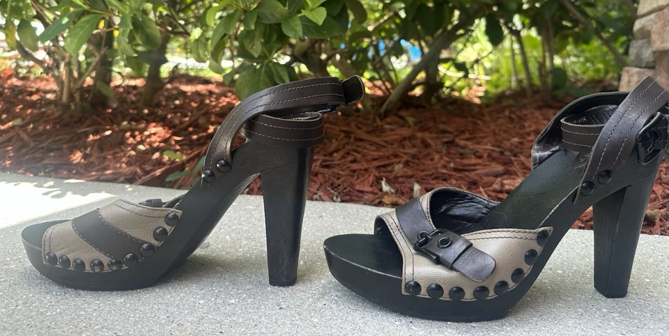 Sandalias de plataforma de cuero marrón Nine West Oceanside talla 9,5 correa al tobillo vintage  Foto 4 de 4