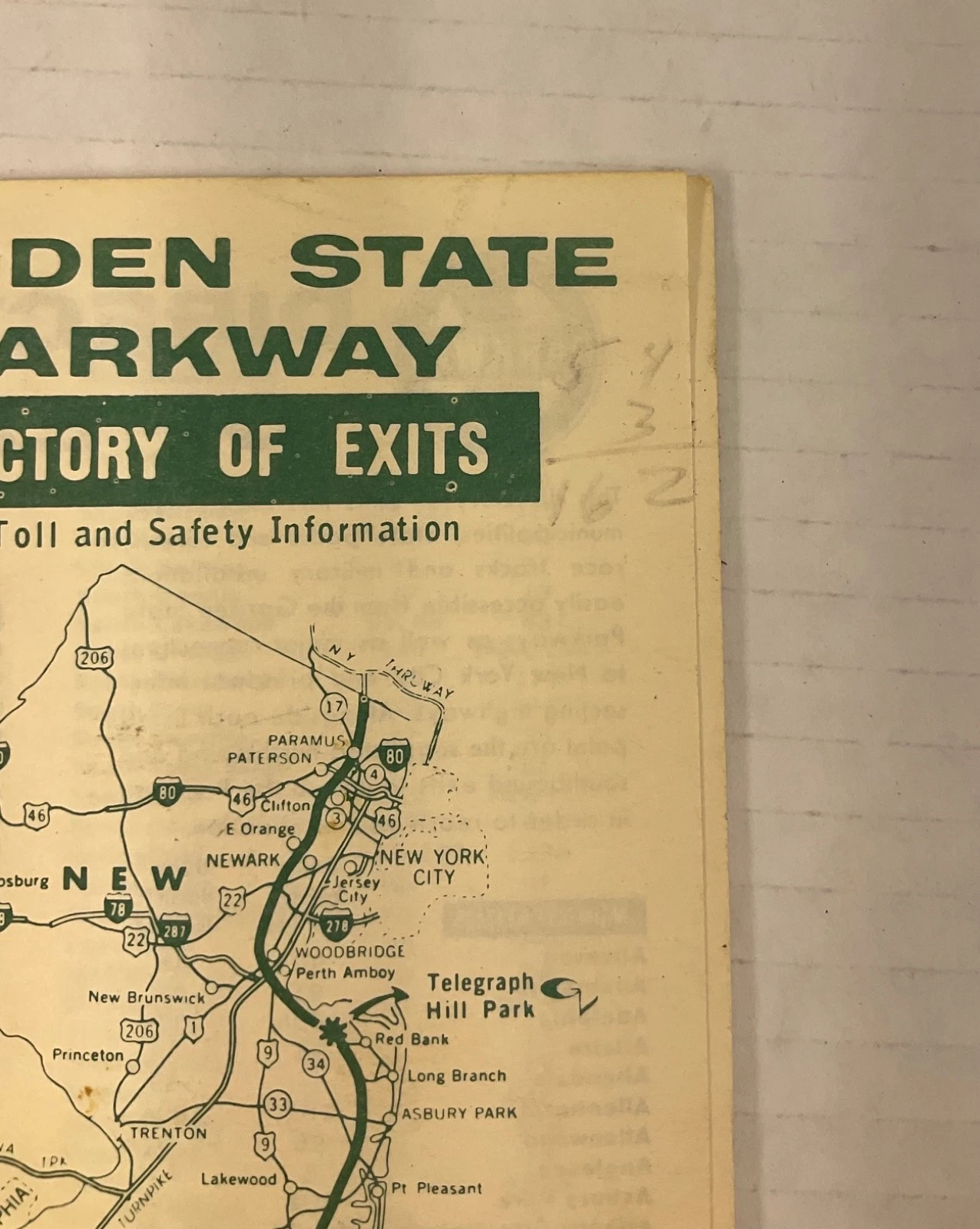 Vintage 1952 Garden State Parkway Directory of Exits~Toll & Safety Info Brochure - product detail image 2