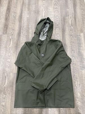 Helly Hansen HH Men s Medium Olive Green Waterproof Hooded Rain Jacket Workwear
