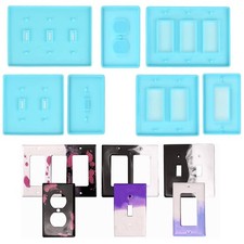 7Pcs Light Switch Cover Resin Molds, Switch Socket Panel Plaster for Epoxy Resin