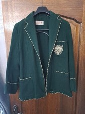 Vintage Antique 1930s Ripon College Women’s Rowing Wool Green Jacket Size 38 UK 