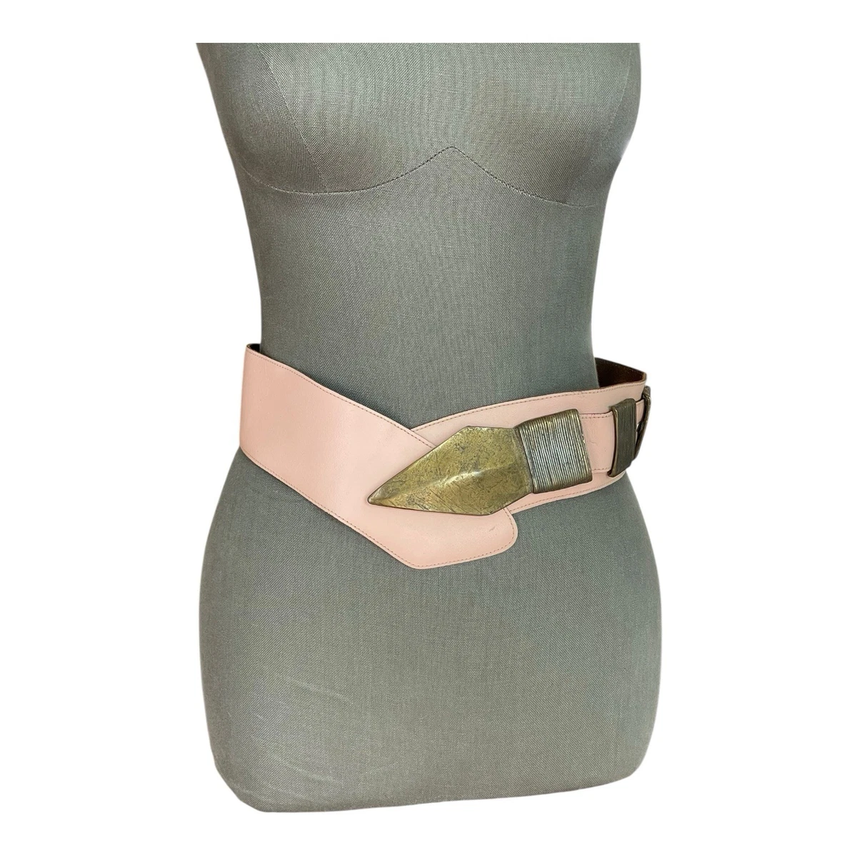 VTG Wide Green Tan Orange & Cream Striped Durable Fabric Belt No Buckle 48\