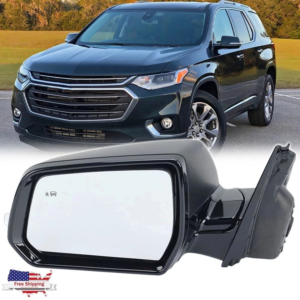 Driver Side Mirror For 2018 2019 Chevrolet Traverse W/Blind Spot Signal 8 Pin