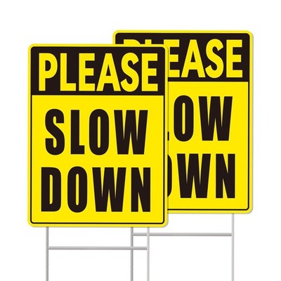 Slow Down Signs with Stake Kids Safety Sign Please Slow Down Sign for Streets