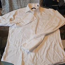 Geoffrey Beene Fitted Men's White Dress Shirt Medium 15.5 34/35