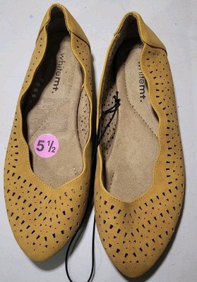 White Mountain Orly Flats Women's 5.5M Marigold Yellow Cutout Slip On Shoes VGUC