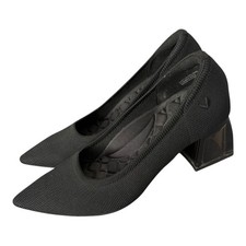 VIVAIA Aria Block Heel Black Knit Pointed Toe Pumps Shoes Size EU 36 Comfort