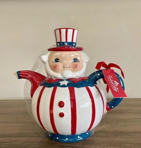 Carnival Cottage by Johanna Parker & MAGENTA RED, WHITE & BLUE PATRIOTIC PITCHER