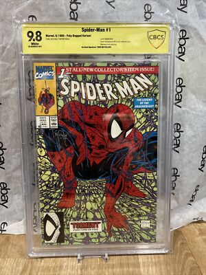 Spider-Man #1 Cbcs Not CGC 9.8   Signed Todd McFarlane Older Sig Comic Poly Bag