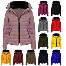  New Ladies  Quilted Puffer Fur Collar Warm Padded Jacket 6-14