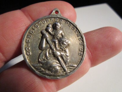 STERLINGSILBER ST CHRISTOPHER PROTECT US MEDAILLE ANHÄNGER - 18 GRAMM - GW-22B