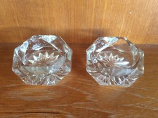 2x Vintage Heavy Clear Glass Pots, Dishes Tealight Candle Holders, 1930s-1960s