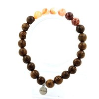 Armband Perlen Quarz HéMatoide Aus Madagaskar + Holz 8 Mm. Made In Frankreich