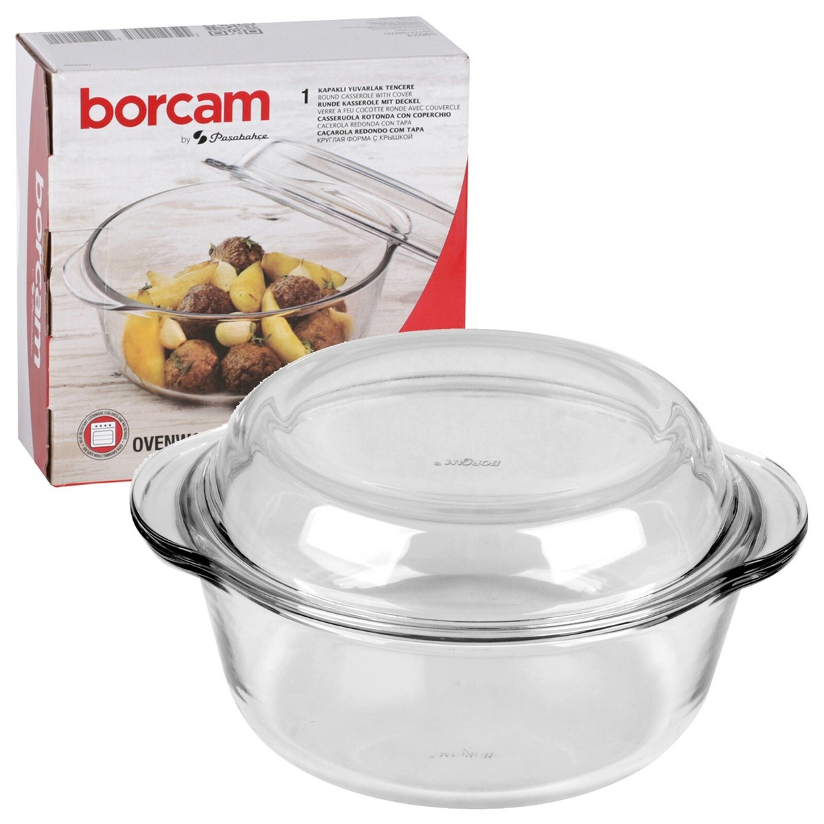 Pasabahce Casserole Round Glass Oven Dish with Lid Bakeware