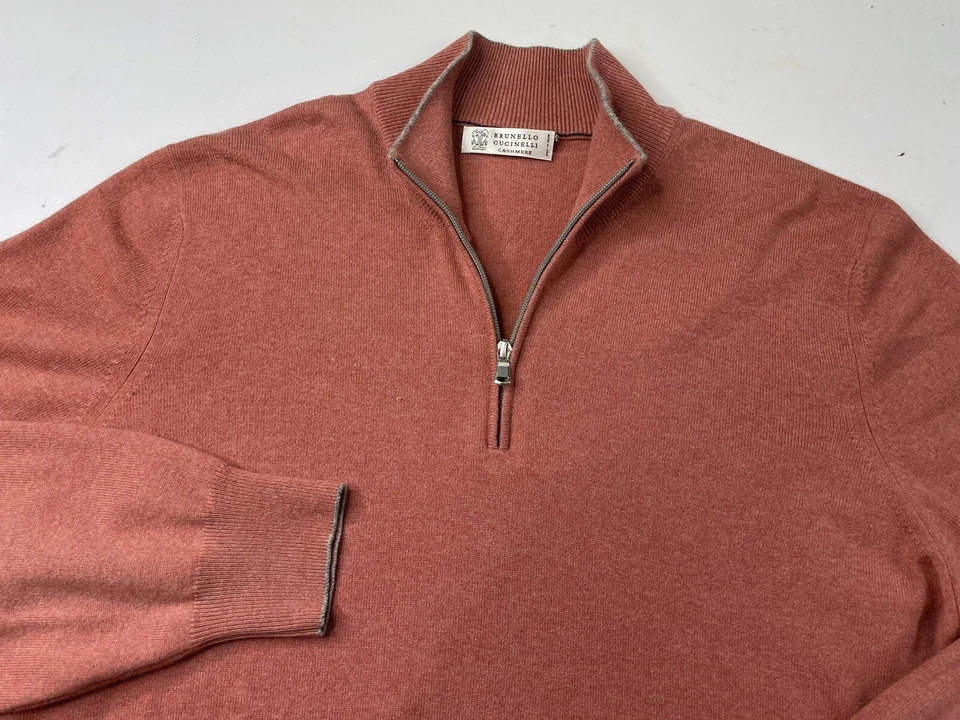 Пуловер Brunello Cucinelli 100% кашемир 1/4 на молнии свитер джемпер мужской 58 Италия - Изображение 2 из 4