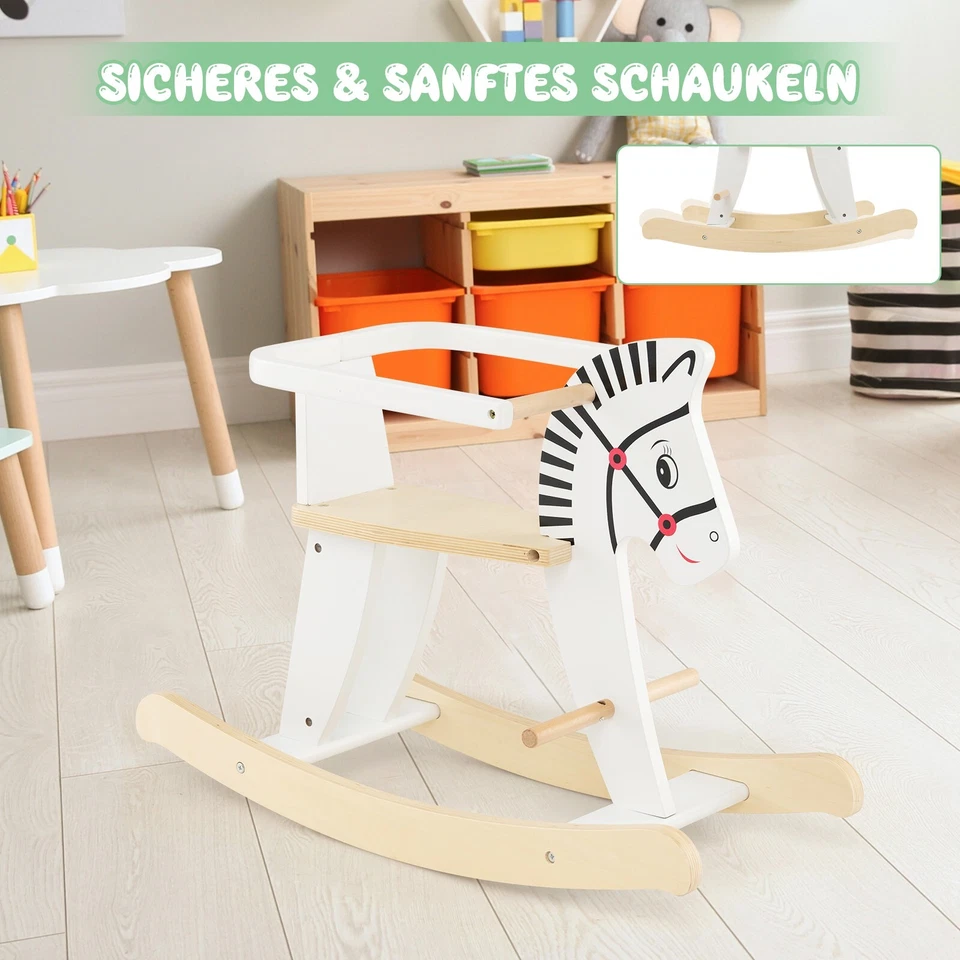 Schaukelpferd Schaukeltier aus Holz Schaukelspielzeug deko Zebra - Bild 4 von 4