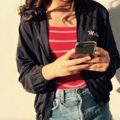 Brandy Melville Malibu Windbreaker Jacket One Size Hooded Full Zip Up Black 