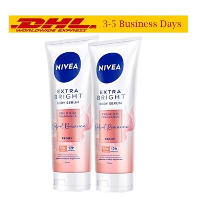 2x320ml Nivea Extra Bright Body Serum Premium Fragrance Velvet Romance Peony