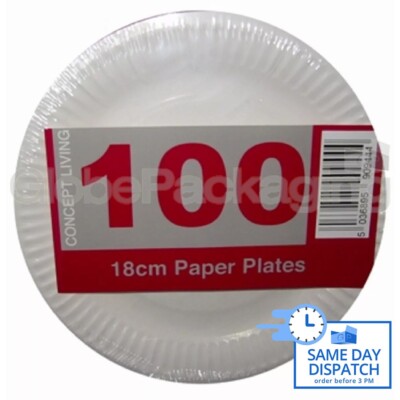 100 x QUALITY VALUE WEISSE EINWEG-PAPPTELLER 18 cm
