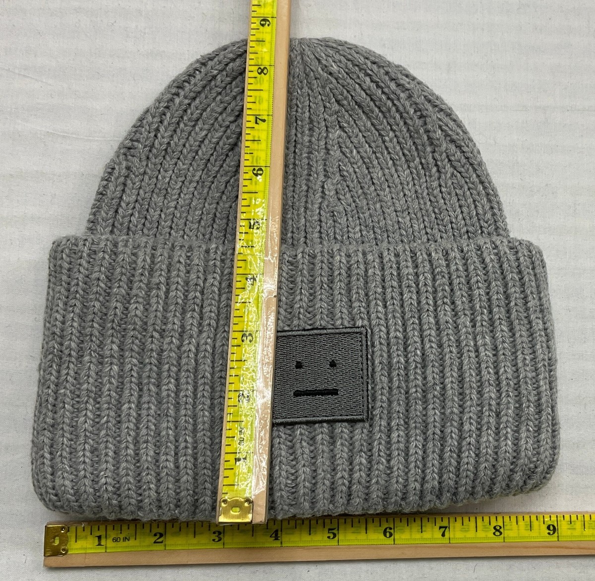 BNWOT Acne Studios Pansy Wool Beanie Face Logo Ribbed Knit 