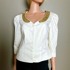 Vintage Metro Style Gold Sequin Neckline Blazer Jacket
