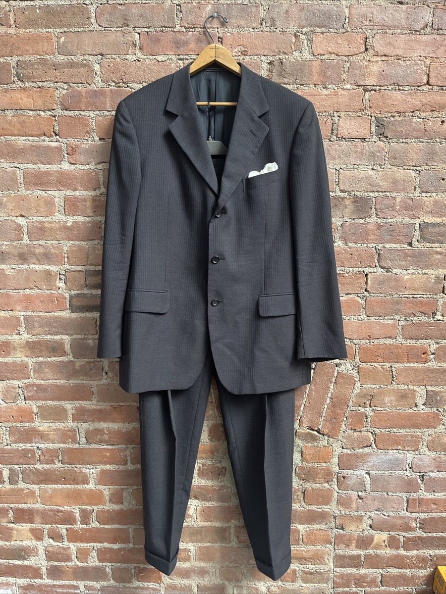 Vintage Ermenegildo Zegna Soft Men's Suit, Sz 52, Gray Pinstripe