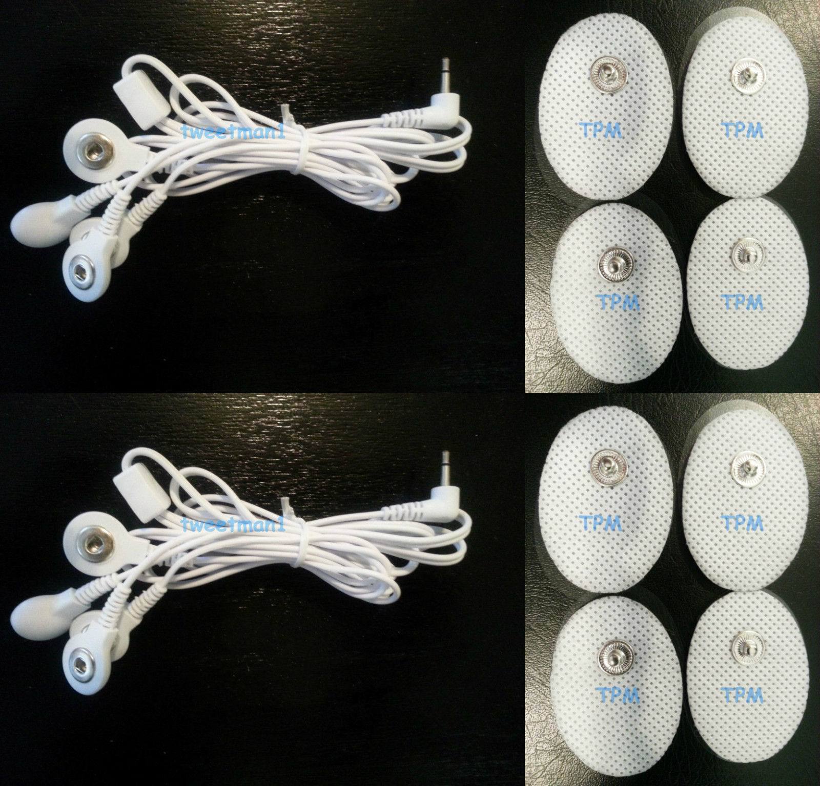 2 Electrode Lead Cable Connector Wires(2.5mm Plug w/4 Snap)+ 8 Oval