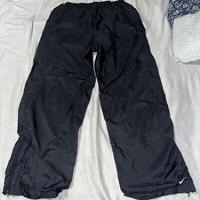 Vintage Nike Track Pants Women Y2K Black Windbreaker Lined Zip Ankle Size Large
