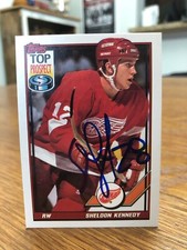 1991-92 TOPPS #317 SHELDON KENNEDY SIGNED AUTOGRAPHED CARD
