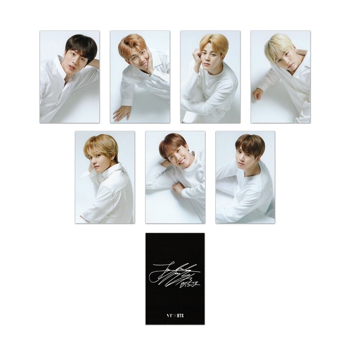 BTS X VT Official Photocards 7pcs Black or White + Tracking Number