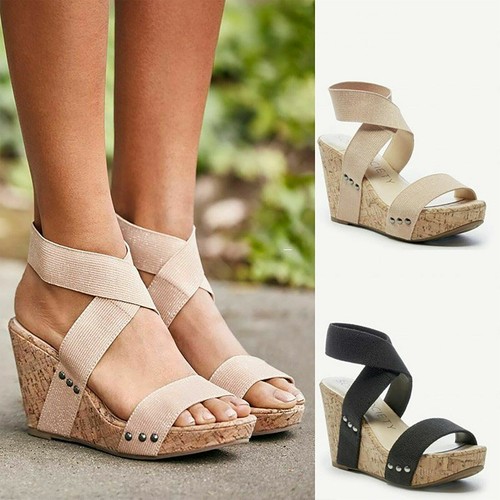 Women Ladies Platform Slingback Sandals 