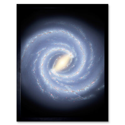 Weltraum NASA Milchstraße Galaxie Karte Sterne Illustration Wandkunstdruck gerahmt 12x16