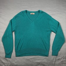 Vintage Jantzen Sweater V Neck Mens Large Teal Made In USA VTG 80s 90s
