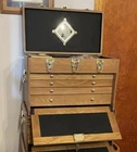 Knife Display Case Walnut 4 Drawer Pistol Gun Wood Cabinet Coin Watch Holder Box