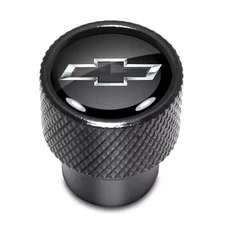 4pcs Chevrolet Chevy Black Logo Black on Black Aluminum Tire Valve Stem Caps USA