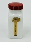 Vintage Griffiths Milk Glass Spice Shaker Jar Red Lid Barbeque Flake Pepper 4”