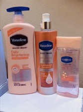 Vaseline Healthy Bright Body Wash Lotion Set with Vitamin B3, Vaseline Jelly