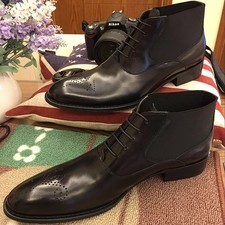 Stivali uomo trendy intagliati business formali scarpe alte pelle stivali a punta