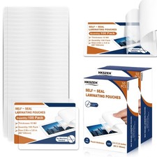 100 Pack Self-Sealing Laminating Pouches, 2.6"x3.9", Clear Glossy Sheets