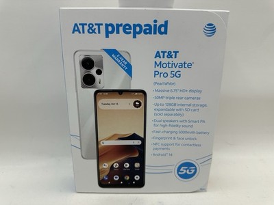 AT&T Motivate Pro 5G 6.75HD+/NFC/128Gb/50MP/5000mAh Pearl White Prepaid Phone