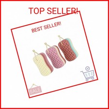 KECUCO 3 Pcs Bath Sponge for Women, Men, Kids, Sponge Loofah Body Scrubber Showe