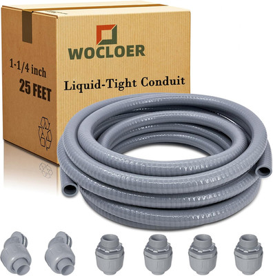 Liquid-Tight Conduit, 1-1/4 inch 25 Foot Flexible Non Metallic Electrical Condui