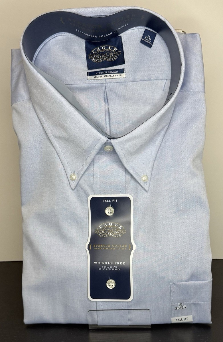 Eagle Mens Long Sleeve Dress Shirt Button Down Blue Size 19 35/36 Tall Fit  NWT | eBay