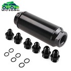 Universal Car Racing In-Line Fuel Filter AN6 AN8 AN10 Adapter 40Micron Cleanable
