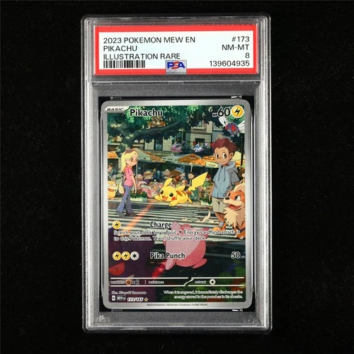 PSA 8 NM-MT 2023 Pokemon ENG Pikachu 173/165 G MEW en Illustration Rare