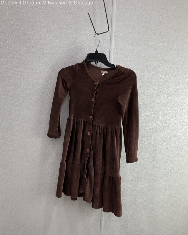Tahari Girls Ribbed Brown Dress