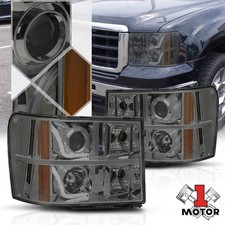 Somke LED 3D L-Halo DRL Projector Headlight Amber Corner for 07-14 GMC Sierra