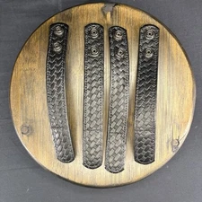 Black Basket Weave Leather Duty Belt Keepers, 7.5”With Hidden Double Snaps